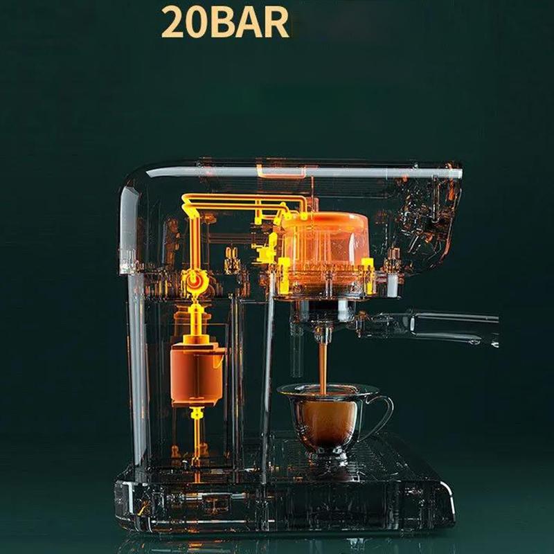 220V Automatic Espresso Coffee Maker W/ Built-In Milk Frother Cappuccino Latte Coffee Maker Retro Vintage Design Coffee Machine