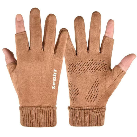 Half-finger Riding Leather Gloves Fingerless Men's Spring and Summer Sunscreen Fishing Leaky Fingers Half-fingerless Summer Women's Thin Section