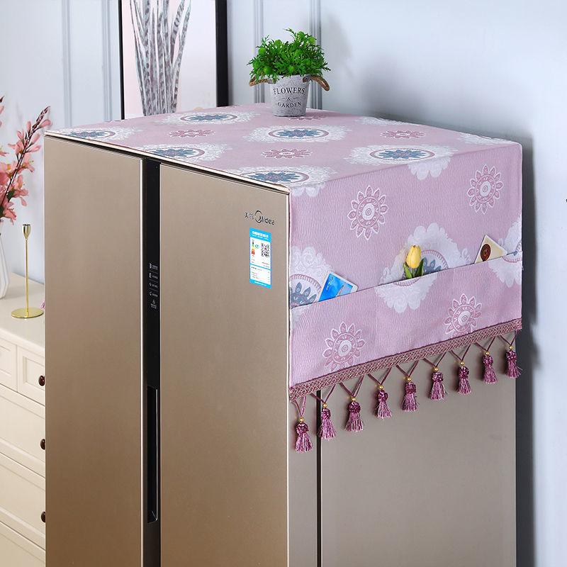 Double-opening Refrigerator Cover Towel Microwave Oven Cover Cloth Washing Machine Cover Linen Waterproof and Oil-proof Single-door Refrigerator Towel