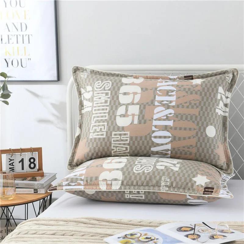 48x74cm Pillowcase Thick Pure Cotton Pillowcase Double Queen Size Bedroom Printing Pillowcase Bedding Two Pieces