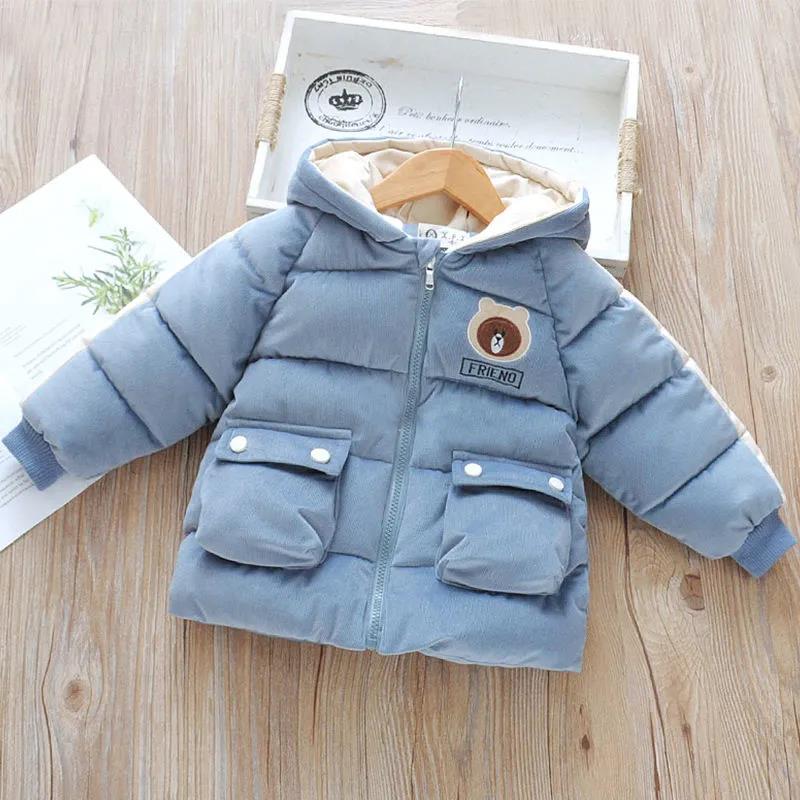 Boy's Padded Jacket New Girl's Padded Jacket Baby Winter Clothes Thick Velvet Mid-length Baby Child Warm Cotton Coat