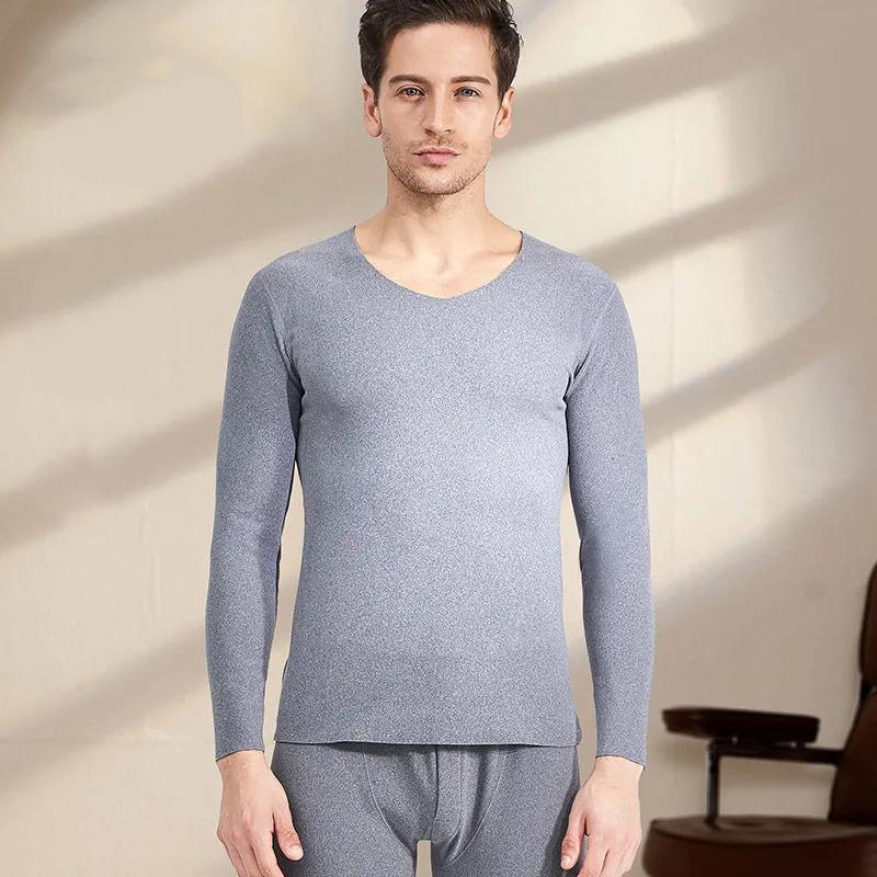 Men's 2 Pieces Long-sleeve Suit Set Thermal Underwear Temperature Homewear Slim Comfortable Home Pajamas Tight Warm Body Suit Round Neck Clothing