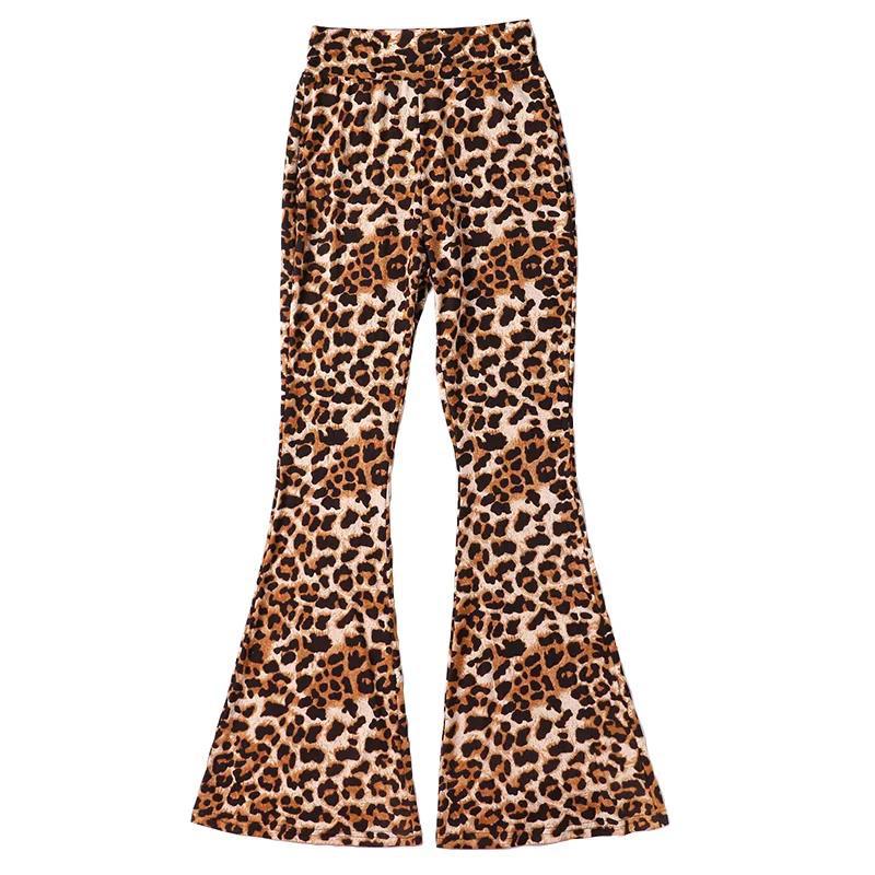 WTEMPO Sexy Leopard High Waist Summer Women Casual Ladies Long Pants  Bell Bottoms Flare Trousers