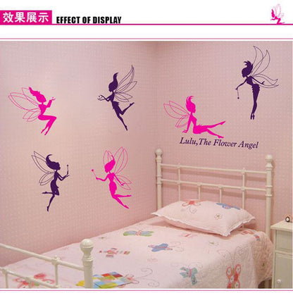 Elf Flower Fairy English Bedroom Children's Room Kindergarten Wallpaper Wallpaper Wall Sticker