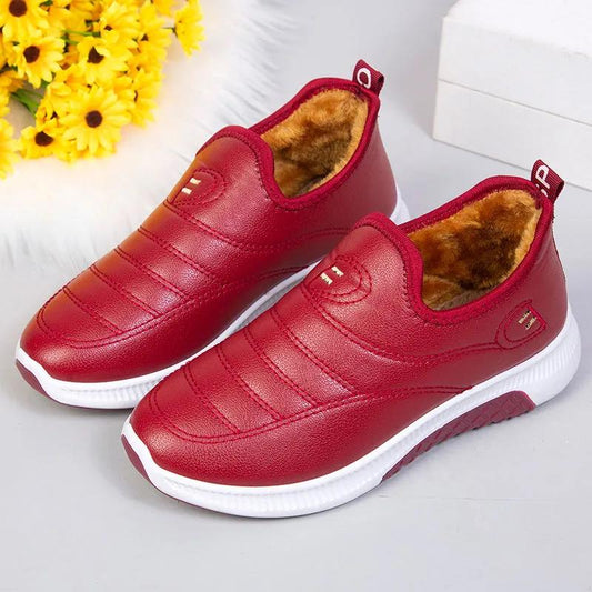 Women's Winter Anti Slip Flat Walking Shoes Versatile Solid Color Thick Soled Shoes Casual Sports Shoes