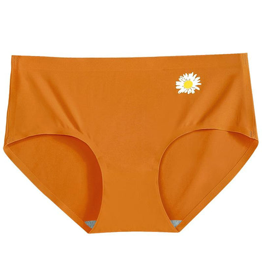 3Pcs/Set Women's Daisy Panties Female Seamless Ice Silk Mid-waist Underpants Ladies Cotton Crotch Briefs