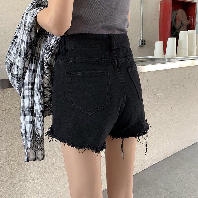 Shorts Women's Loose All-match Jeans High Waist Slim Frayed Wide Leg Pants