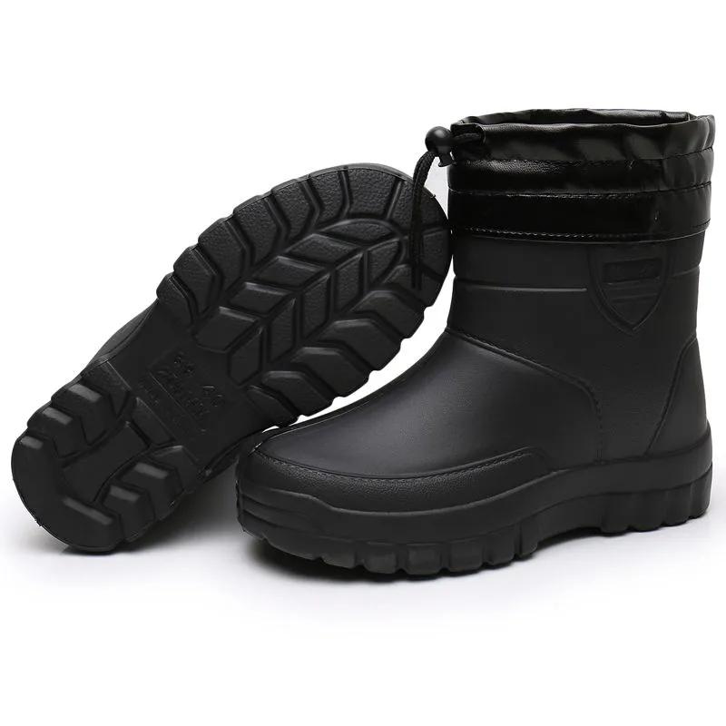 Ultra-light Foam Rain Boots Plus Velvet High-top Snow Boots Waterproof Food Boots One-piece Thickened Non-slip Water Shoes