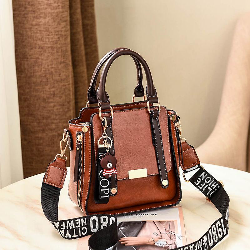 Women's Top-handle bag Small crossbody bag Zipper messenger bags for Iphone With Little bear pendant