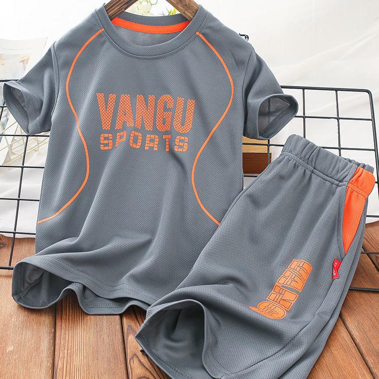 Children Clothing Set Boys and Girls Short-sleeved Shorts Suit Summer Thin Printing Letter Children Quick-drying Sports Two-piece Suit