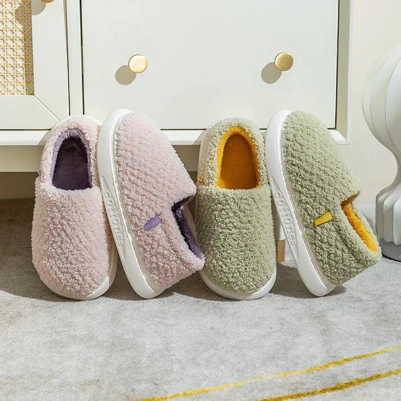 Cotton Slippers Women's Winter Bag with Indoor Couples Home Warmth Month Postpartum Household Plush Thick-soled Cotton Shoes