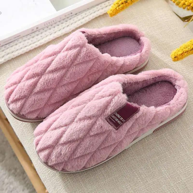 Autumn and Winter Pure Cotton Slippers Indoor Non-slip Soft-soled Shoes Warm Simple Plush Cotton Shoes