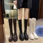 Women's Summer Boots Thin Section High-tube Thick-soled Boots White Over The Knee Knight Boots Leather Boots