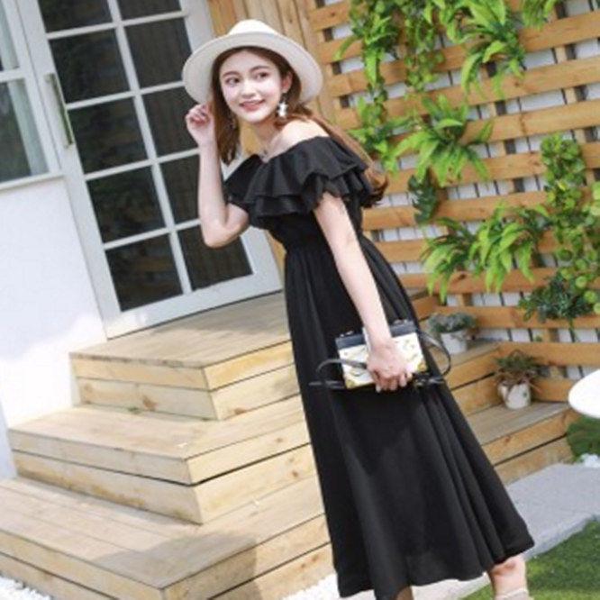 Off Shoulder Dresses Pleated Long Dress Women Party Dress Maxi Ruffle Spring Dress Elegant Vestidos