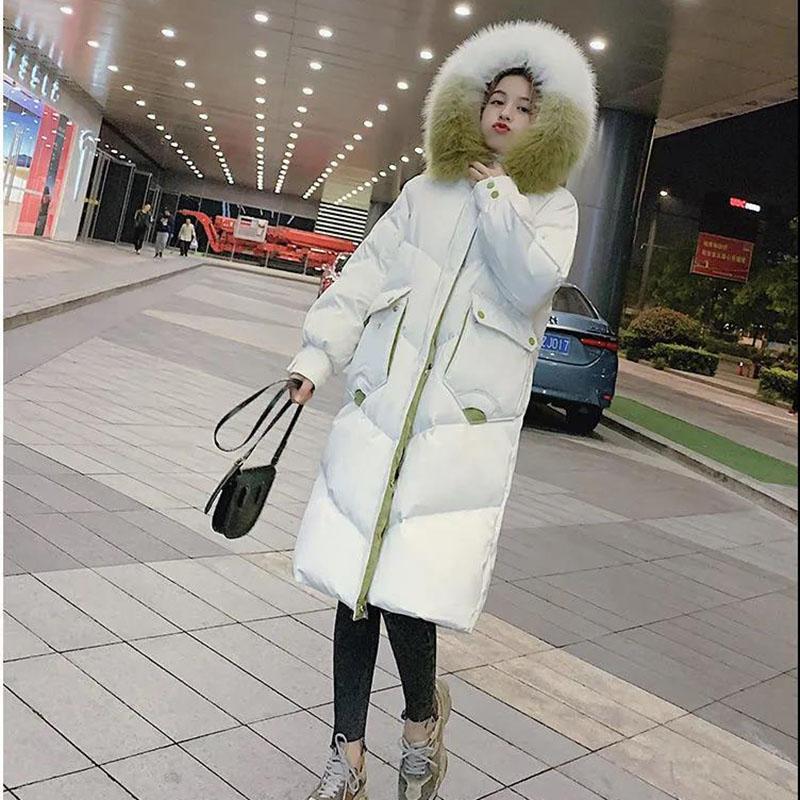 Women's Over-the-knee Mid-length Padded Coat Winter Coat Thick Padded Coat Big Fur Collar Loose Bread Parkas