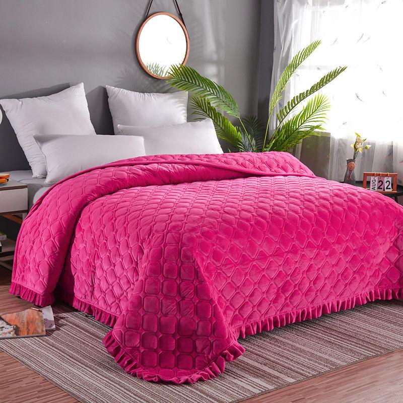 Crystal Velvet Bed Cover Double-sided Bed Sheet Quilted Thick Non-slip Flannel Blanket Single and Double Sleeping Pad Cover Blanket