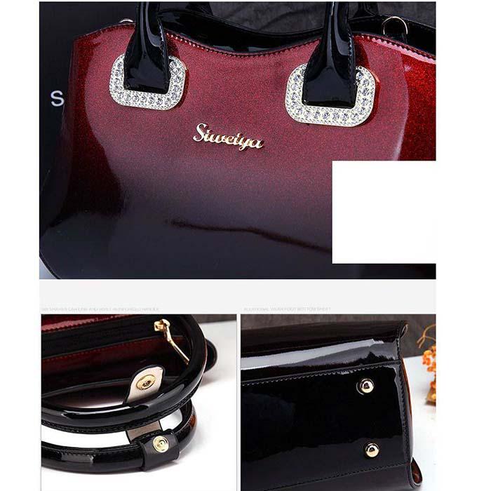 Woman Leather Handbag Luxury Patent Leather Shoulder Bags Handbags Women Bride Wedding Totes Boston