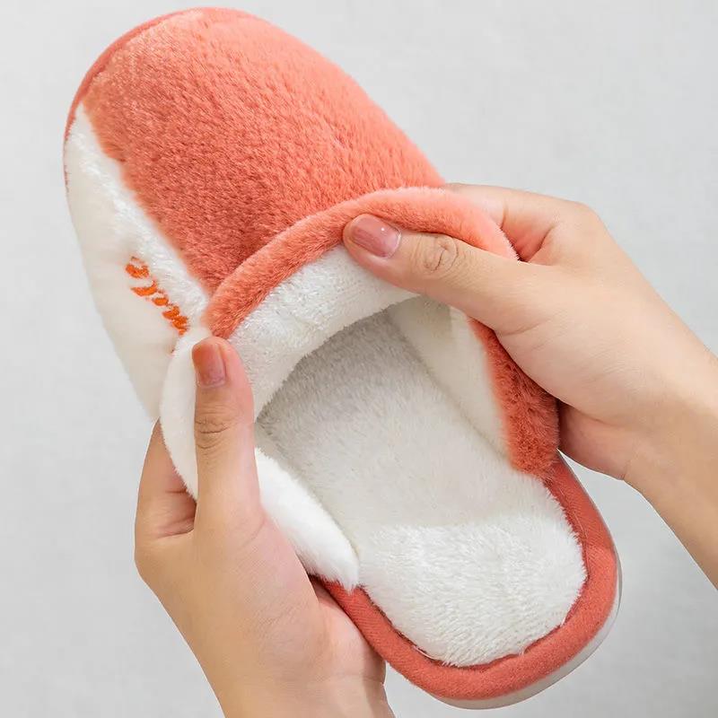 Men's and women's autumn and winter cotton slippers home thick bottom non-slip plus velvet warm indoor slippers