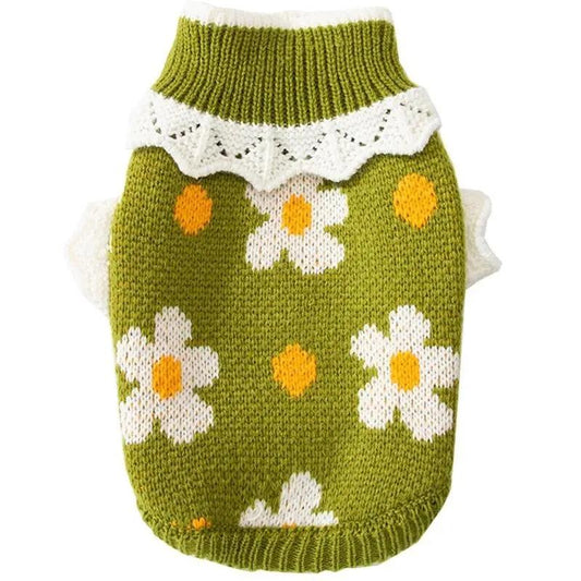 Flower Sweater for Cats Dogs Autumn Winter Puppy Dog Two-legged Jumpers Teddy Bichon Hiromi Cat Pet Sweater Clothes