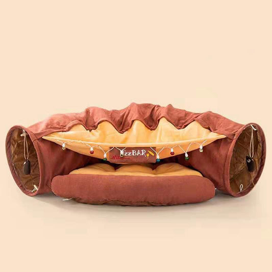 Cat Bed Cat Tunnel Two-in-one Removable and Washable Cat Tent Pet Supplies Enclosed Four-season Universal Cat Bed Room