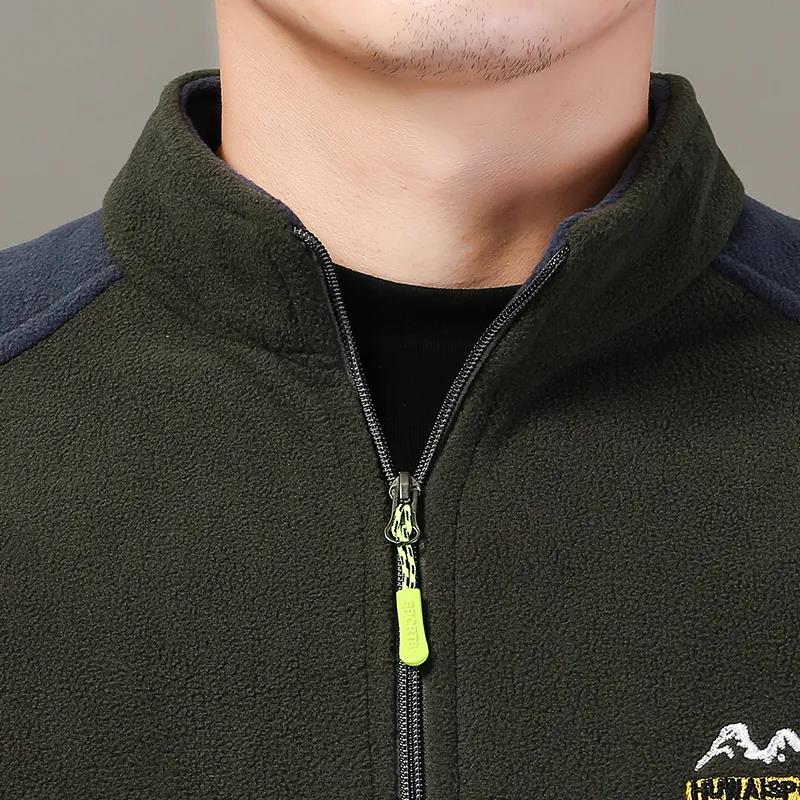 Autumn and Winter Polar Fleece Outdoor Jacket Fleece Top Sports Casual Cardigan Jacket Loose and Fat Middle-aged and Elderly Men's Dad Outfit