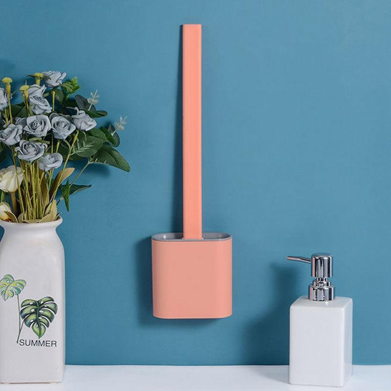 Toilet Brush with No Dead Ends Multi-function with Base Household Dormitory Toilet Brush Wall-mounted Silicone Soft Hair Cleaning Brush Set