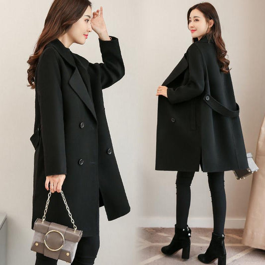 Outerwear Overcoat Autumn Jacket Casual Women Fashion Long Woolen Coat Slim Female Winter Wool Coats