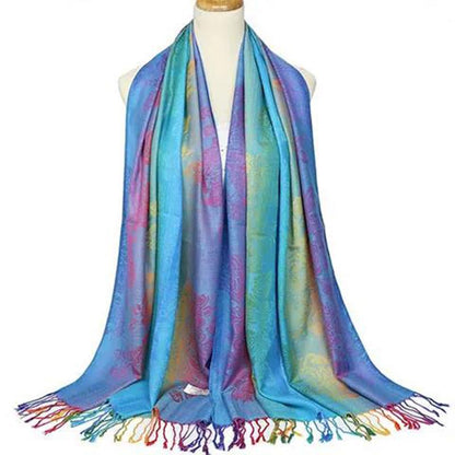 Scarf Women's Dual-use Versatile Shawl Silk Scarf Warmth and Thick Ultra-long Ethnic Style Scarf Thin Sunscreen All-match Autumn and Winter