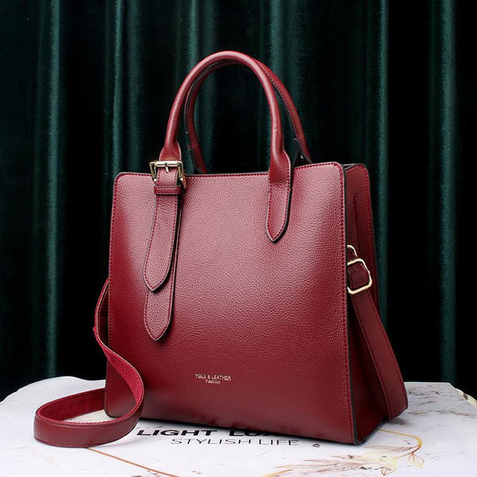 Large-capacity Genuine Leather Handbag Women's Casual Trend Fashion Ladies Bag Cowhide Soft Leather Mother Bag Messenger Bag