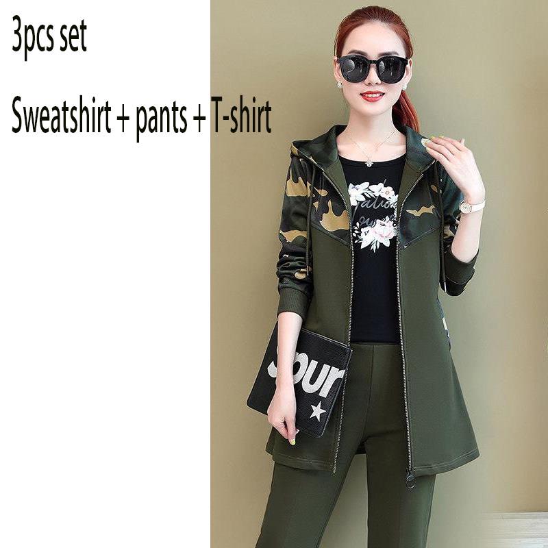 Women's 3pcs Set Long-sleeved Casual Sweatshirt Set Large Size Spring and Autumn Sweatshirt Suit