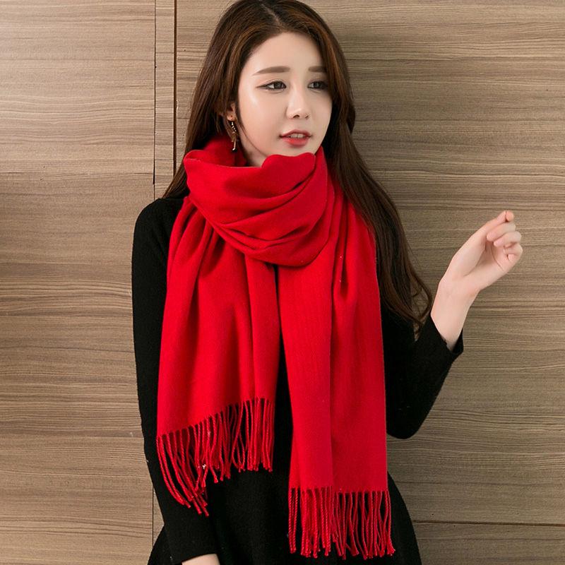 Scarf Women Solid Cashmere Scarves Lady Winter Thicken Warm Soft Pashmina Shawls Wraps