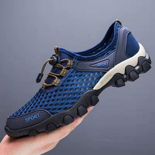 Summer Men's Shoes Breathable Openwork Net Shoes Outdoor Water Sports Shoes Korean Version of The Wild Casual Shoes Dad Fitness Shoes