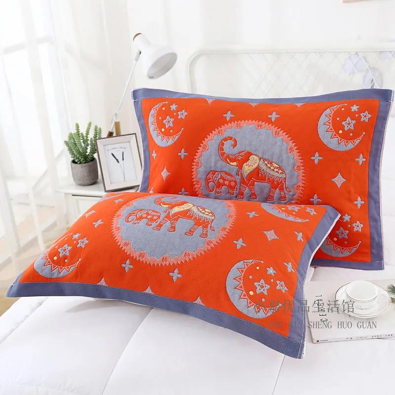 Two-piece Pillowcase Retro Printing Pillowcase Home Bedroom Single Double Thick Encryption Pillow Towel