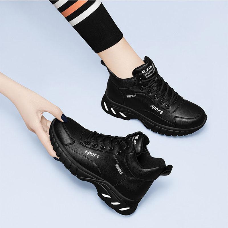 Single Shoes Sports Shoes Women's Shoes All-match Running Shoes Women's Casual Shoes Thick-soled Non-slip Flat Leather Shoes