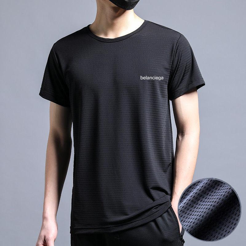 Mesh Breathable Ice Silk T-shirt Men's Short-sleeved Summer Trend Round Neck T-shirt Men