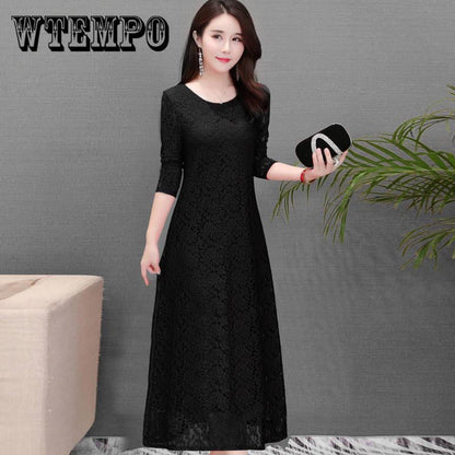 2019 spring and summer new long dresses slim lace large size dress 5XL Women Summer Female vestido