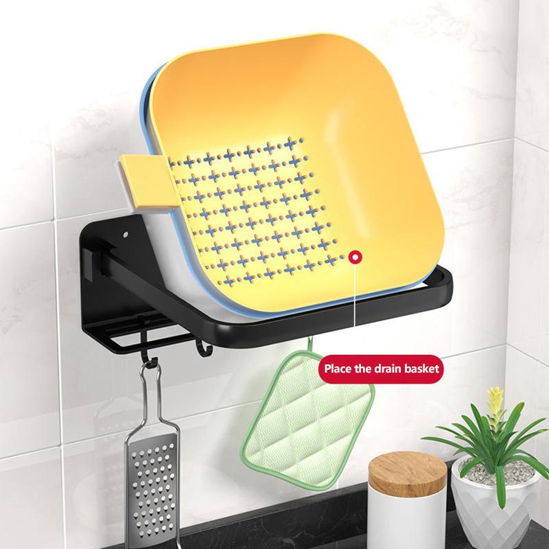 Bathroom Washbasin Rack Kitchen Pot Cover Rack Cutting Board Rack Hole-free Storage Rack Wall Hanger Bracket Collapsible Washbasin Rack