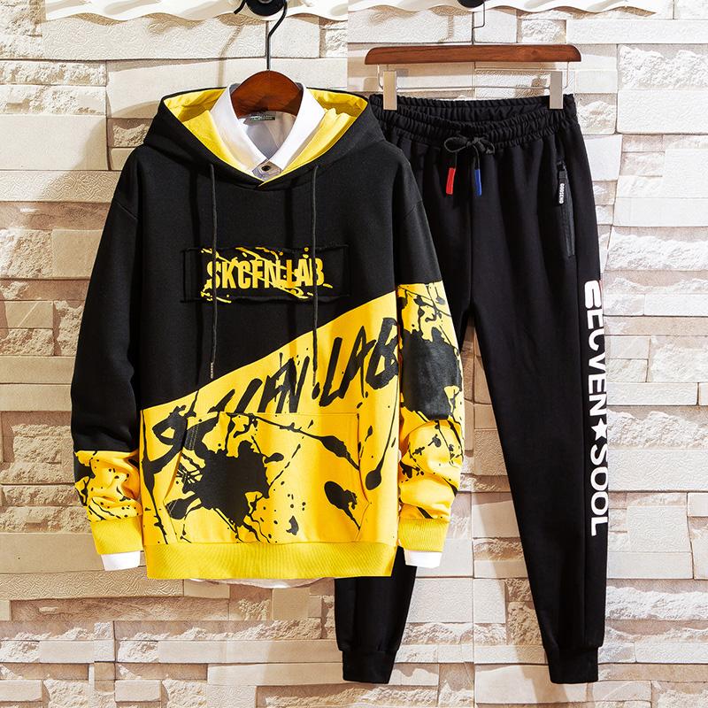 Sweatshirt Set Hoodie Large Size Spring and Autumn Men's Clothing 2pcs set Trend Long Sleeve