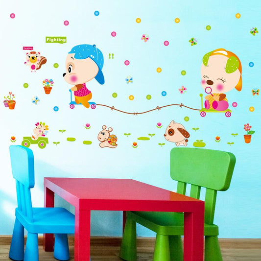 Cartoon cute animal children's room kindergarten decorative cartoon wall stickers PVC decorative