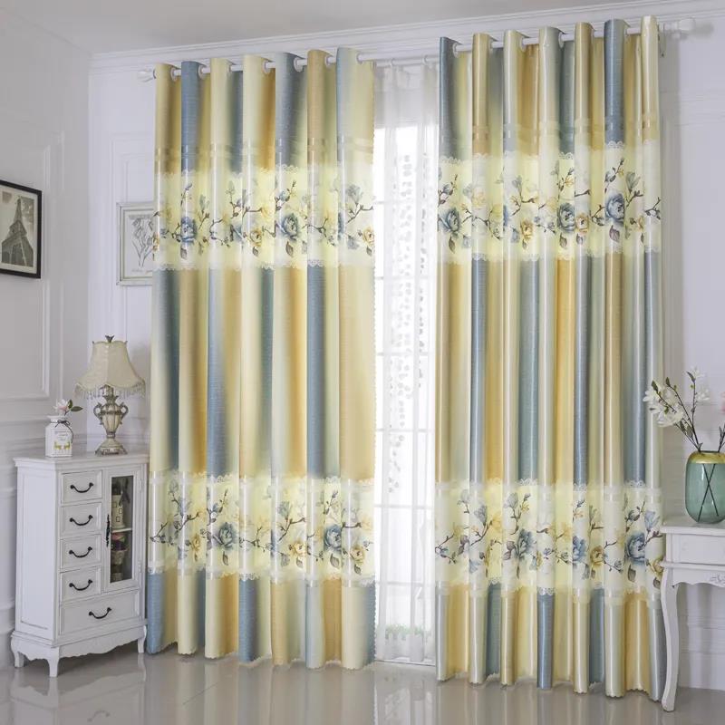 High-end Double-sided Printing Thick Curtains Finished Sun-proof Heat-insulating Black-out Curtains Bedroom Balcony Sun-shading Curtain Cloth