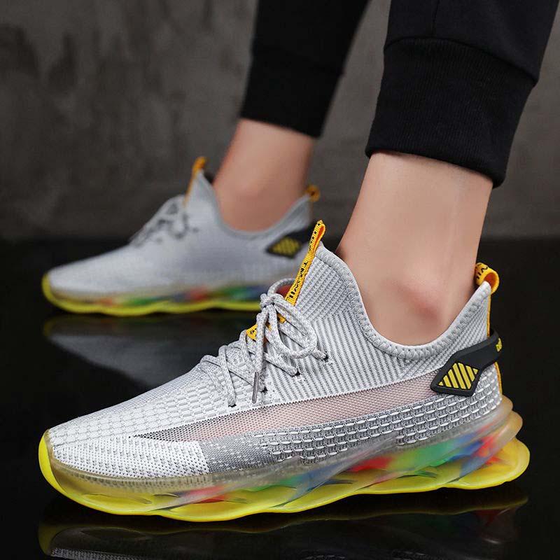 Plus Size 39-44 Men Flying Woven Mesh Sneakers Comfortable Breathable Running Basketball Shoes Shockproof Non-slip Blade Shoes