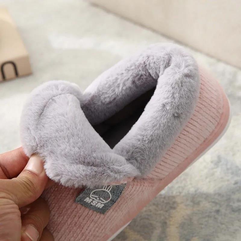 Bag Heel Cotton Shoes with Rabbit Ears TPR Two-tone Bottom Plush Slippers