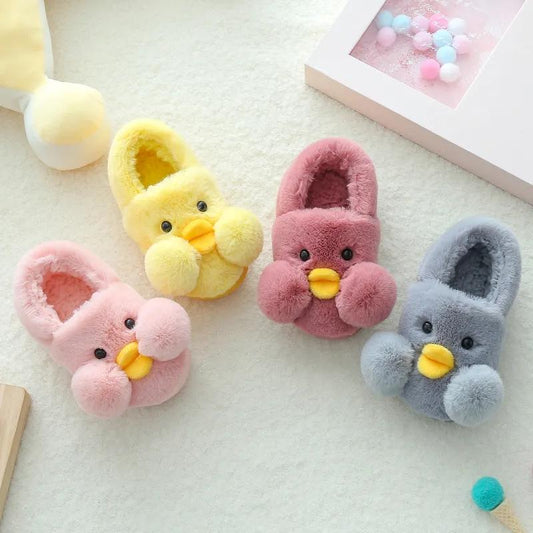 Winter Slippers for Girls Boys Winter Warm Shoes Cute Cartoon Duck Indoor Home Slippers House Bedroom Kids Baby Childrens Sliders Floor Shoes