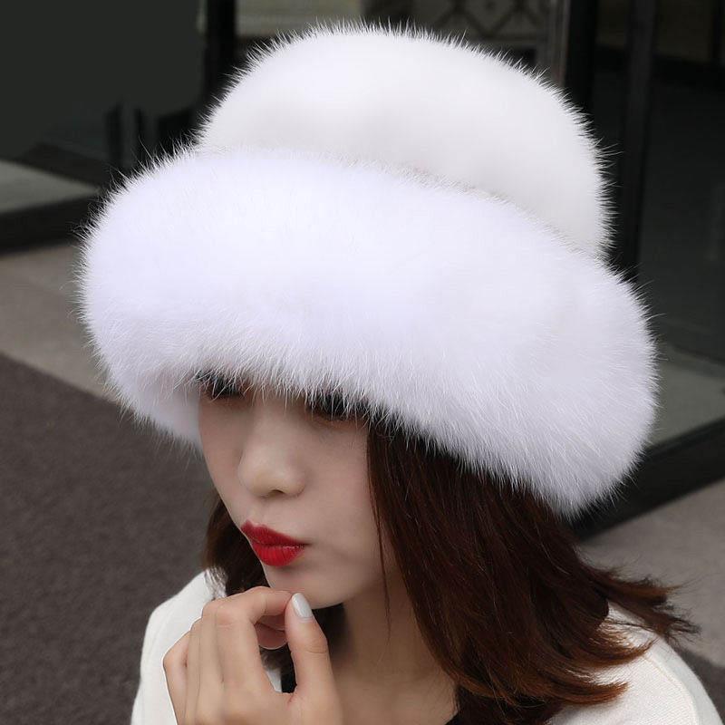 Winter Hat Women Wild Western Fashion Ear Warmth Imitation Mink Fur Thick Windproof Hat