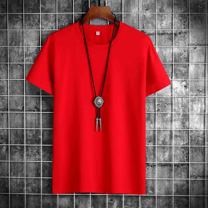 Men's Short-sleeved T-shirt Young and Middle-aged Half-sleeved Solid Color Men's Tops Couple T-shirts