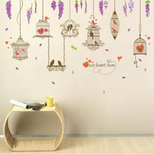 Home warm bird cage wall stickers bedroom living room background decoration removable stickers