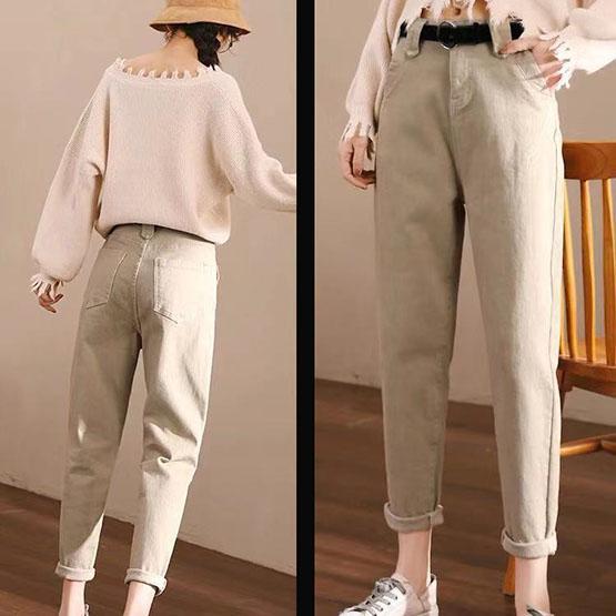 High Waist Casual Women's Overalls Loose and Thin In Spring and Summer Large Size Solid Color Harlan Pants