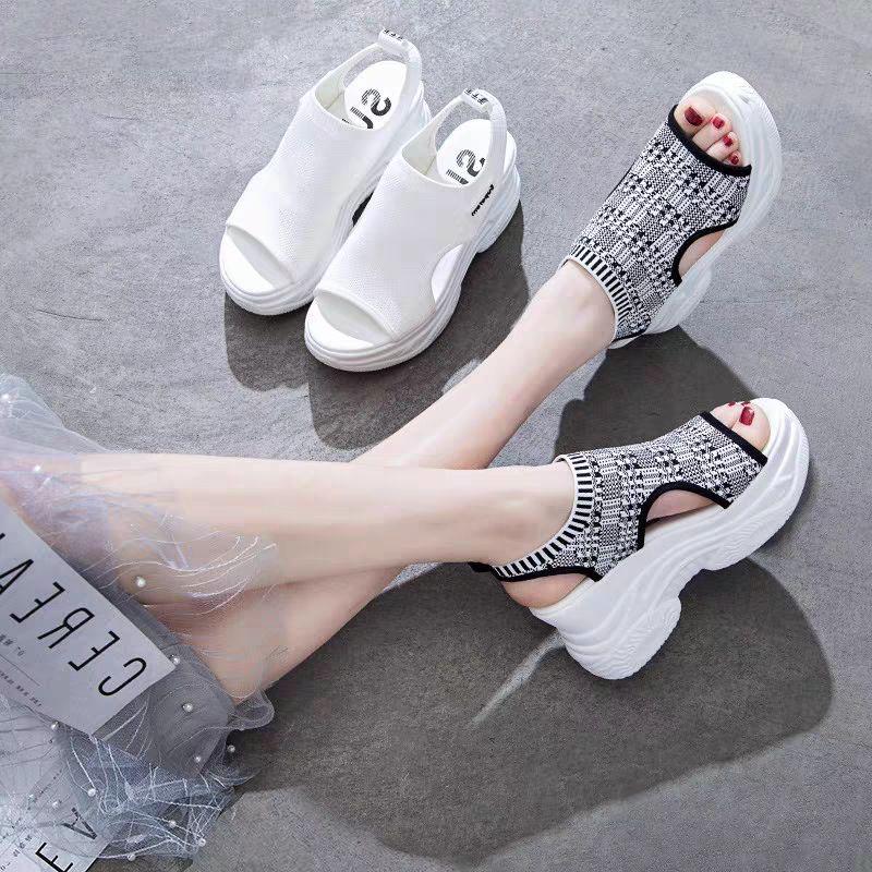 Plus Size 35-39 Fashion Women Mesh Shoes Cutout Beach Casual Sandals Flip Flop Sandals Increased Roman Shoes