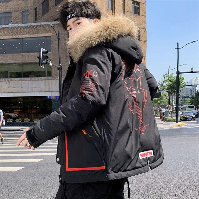 Winter Men's Tooling Cotton-padded Jacket Youth Thick Hooded Jacket Korean Version of Loose Large Size Warm Cotton Jacket