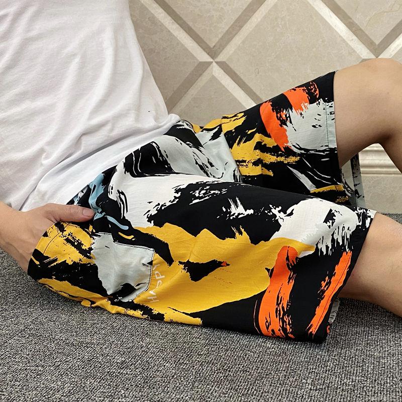 Summer Thin Men's Pajama Pants Five-point Pants Beach Pants Loose Plus Size Shorts Straight Pants